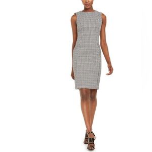 Calvin Klein Sleeveless Crew Neck Scuba Sheath Dress, Black & White